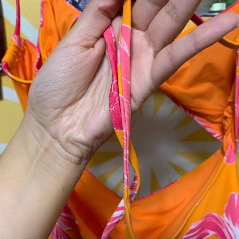 Athleta Kailua Cutout One Piece Swimsuit Orange Pink Size Small - Picture 7 of 11